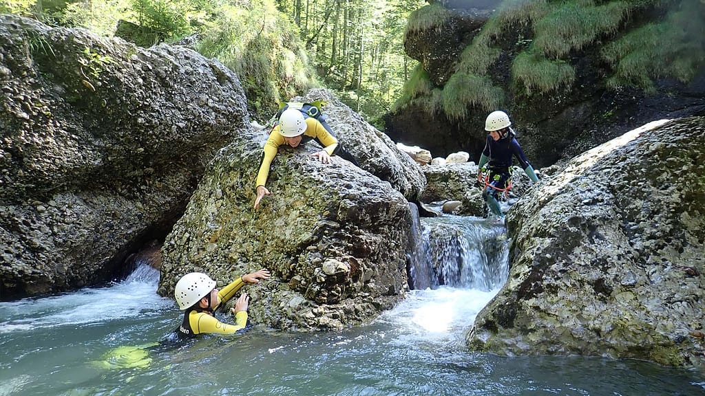 Familien Canyoning im Allgäu mit Kindern